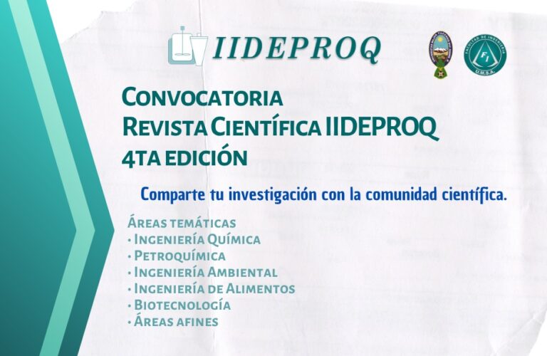 Convocatoria abierta – REVISTA CIENTÍFICA IIDEPROQ – 4.ª Edición